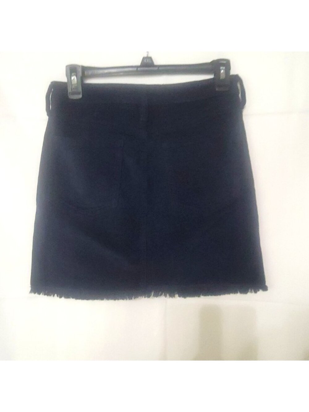 Corduroy Navy Blue Mini Skirt With Frayed Hem & Front Button Closure Size 5/27W - Picture 12 of 15